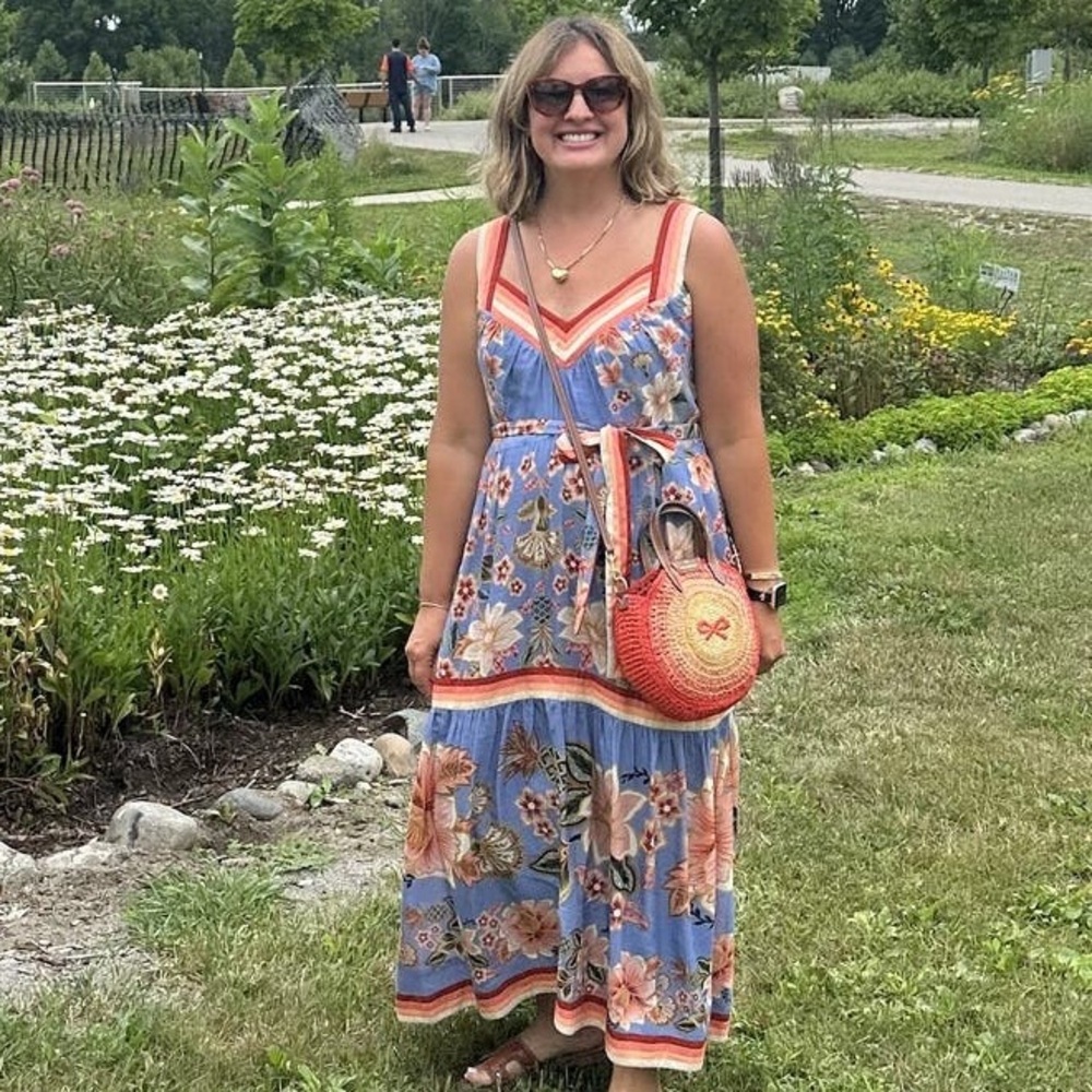 FARM Rio Blue Superbloom Tapestry Maxi Dress